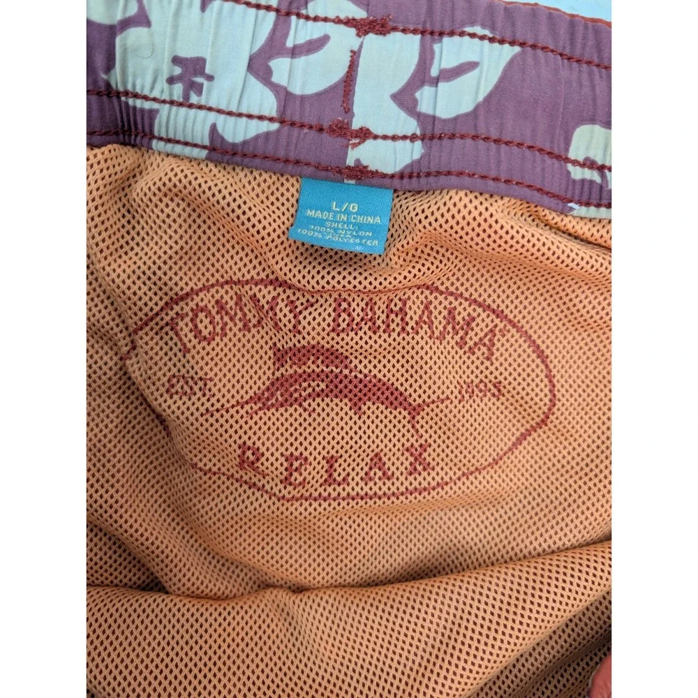 Tommy Bahama Relax Swim Trunks Mesh Lined Cargo Pockets Mens L Marlin Logo Beach